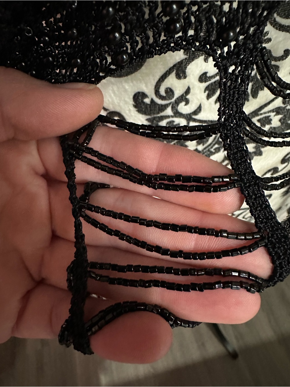Black Crochet Beaded Top - Picture 5 of 5
